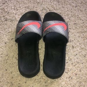 Nike Athletic Slides with Orange Check